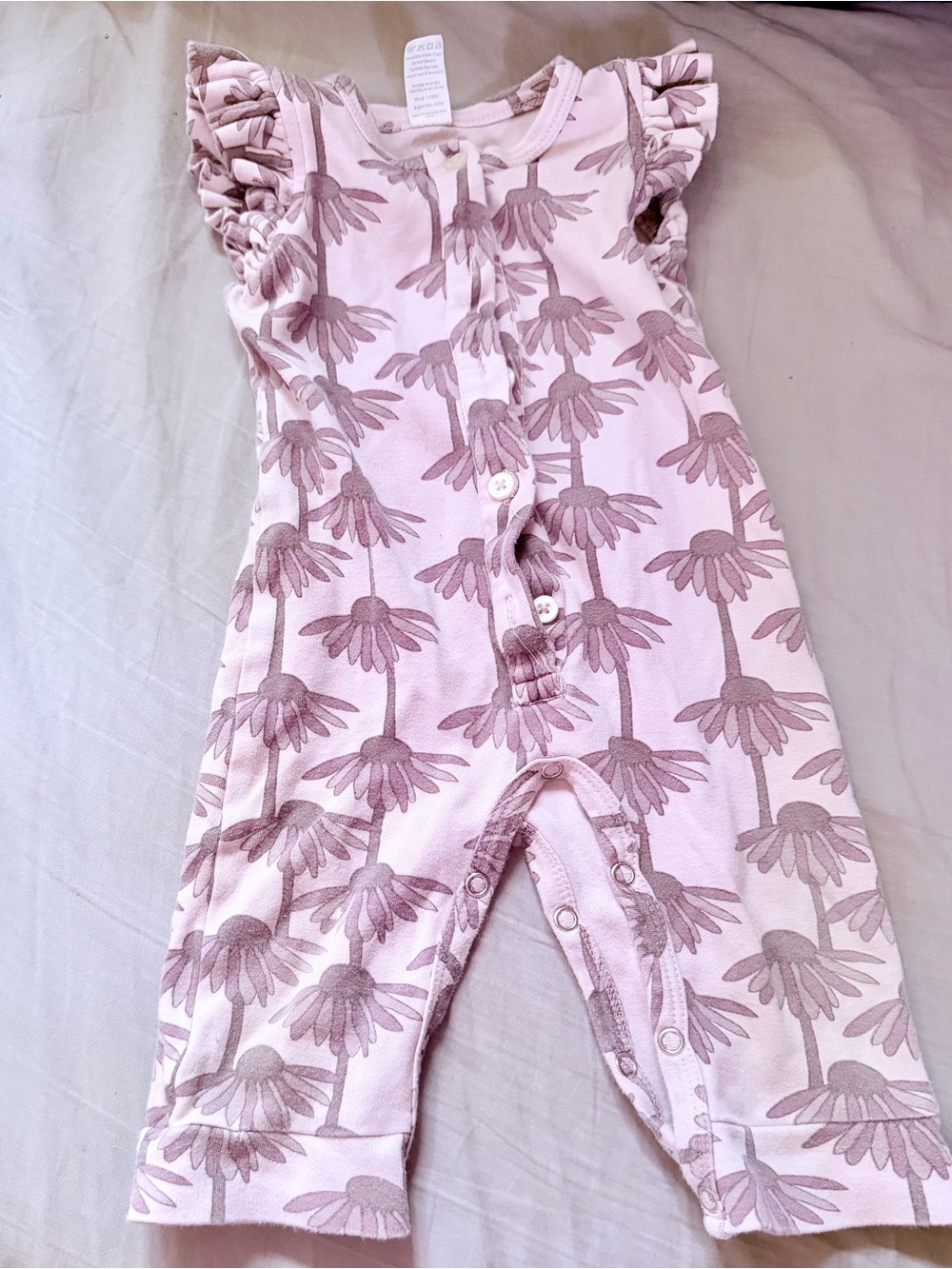 kate quinn Pink Floral Ruffle Sleeve One-Piece Bodysuit